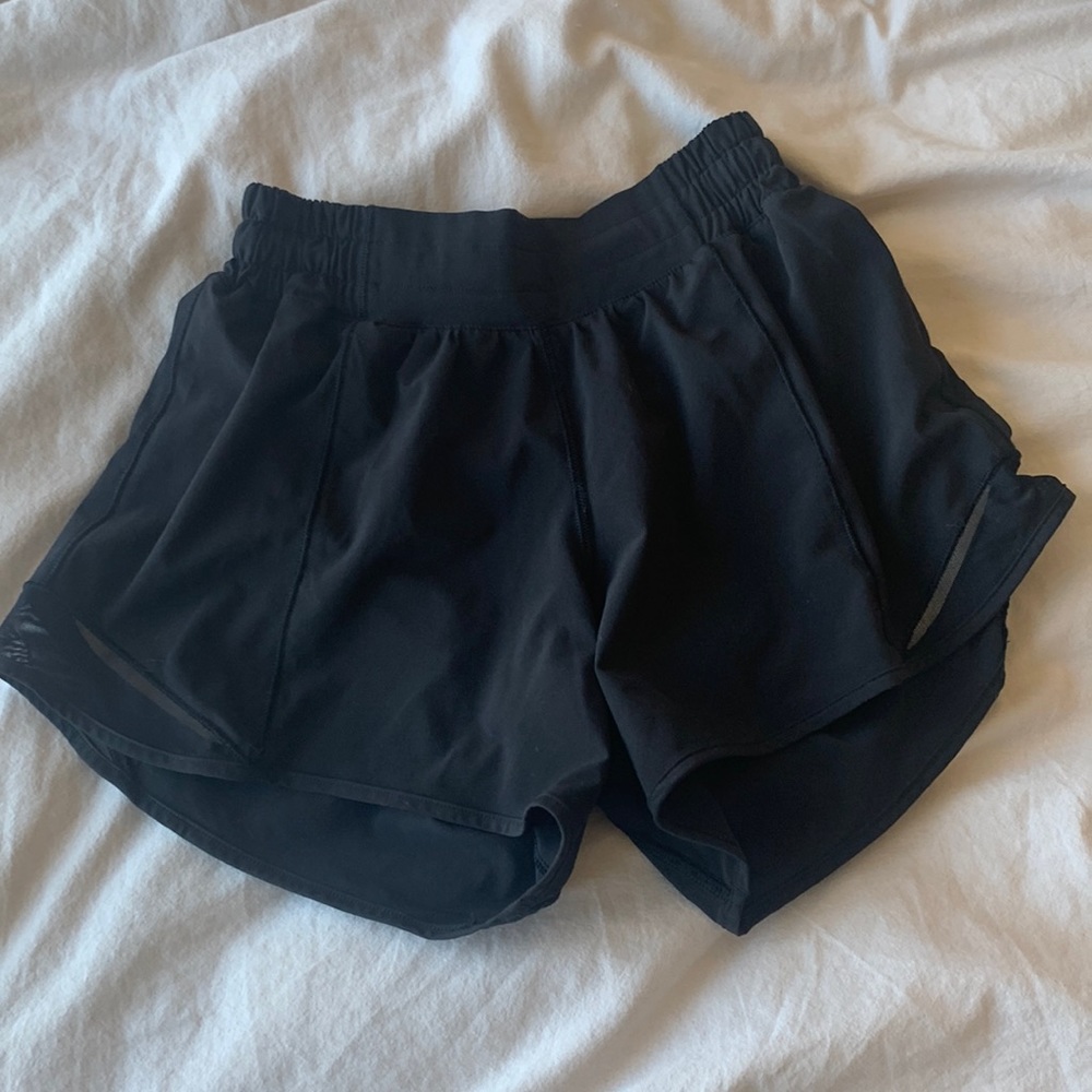 Size 4 black lululemon lowrise hottie hot shorts